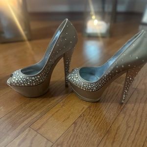 Casadei Shoe Crystal Embellished Platforms Size 6.5/36.5